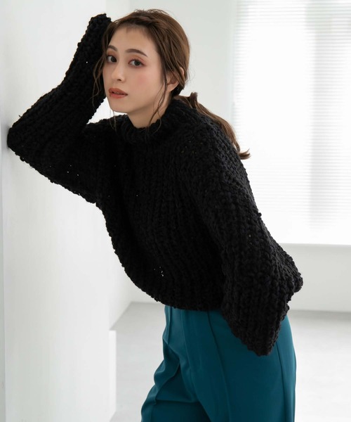 fifth（フィフス）の「ランタンヤーンショートニット（ニット/セーター・レディース・ブラック/ホワイト・M）」の18枚目の写真