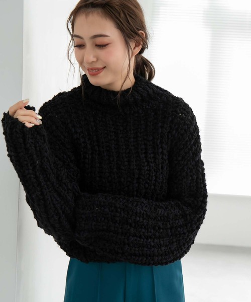 fifth（フィフス）の「ランタンヤーンショートニット（ニット/セーター・レディース・ブラック/ホワイト・M）」の9枚目の写真