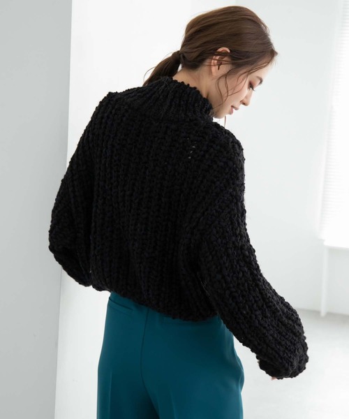 fifth（フィフス）の「ランタンヤーンショートニット（ニット/セーター・レディース・ブラック/ホワイト・M）」の6枚目の写真