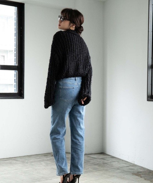 fifth（フィフス）の「ランタンヤーンショートニット（ニット/セーター・レディース・ブラック/ホワイト・M）」の3枚目の写真