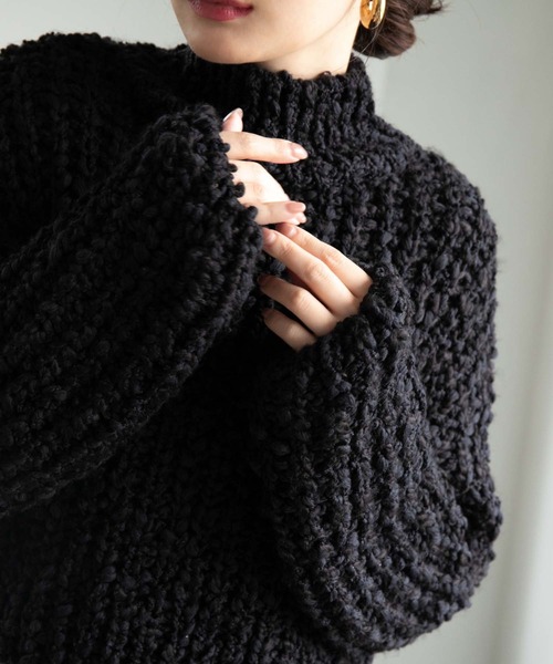 fifth（フィフス）の「ランタンヤーンショートニット（ニット/セーター・レディース・ブラック/ホワイト・M）」の11枚目の写真