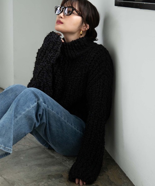 fifth（フィフス）の「ランタンヤーンショートニット（ニット/セーター・レディース・ブラック/ホワイト・M）」の20枚目の写真