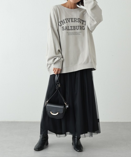 OUVRAGE CLASSE（ウヴラージュクラス）の「2WAYカレッジロゴスウェット（スウェット・レディース・グレイッシュベージュ/ブラック・FREE）」の11枚目の写真