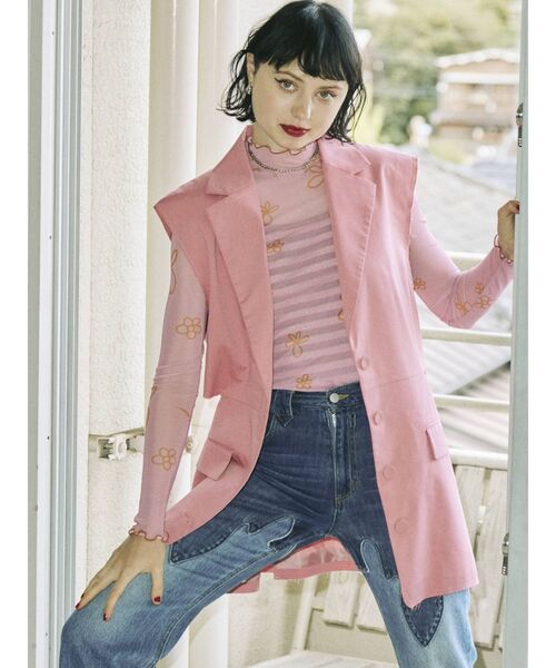 jouetie（ジュエティ）の「メッシュメロートップス（Tシャツ/カットソー・レディース・ピンク/ブラック/ライトブルー/ブルー・MEDIUM）」の18枚目の写真
