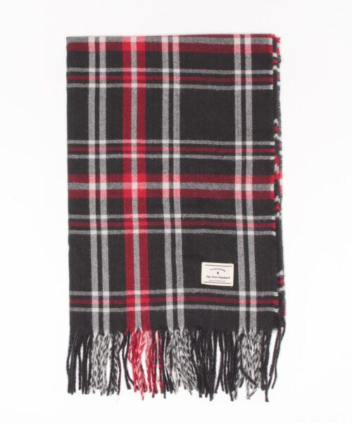 Samansa Mos2 blue（サマンサモスモスブルー）の「チェックストール（ストール/ショール・レディース・グレー/ベージュ/チャコール/マスタード/レッド・ﾌﾘ-）」の3枚目の写真