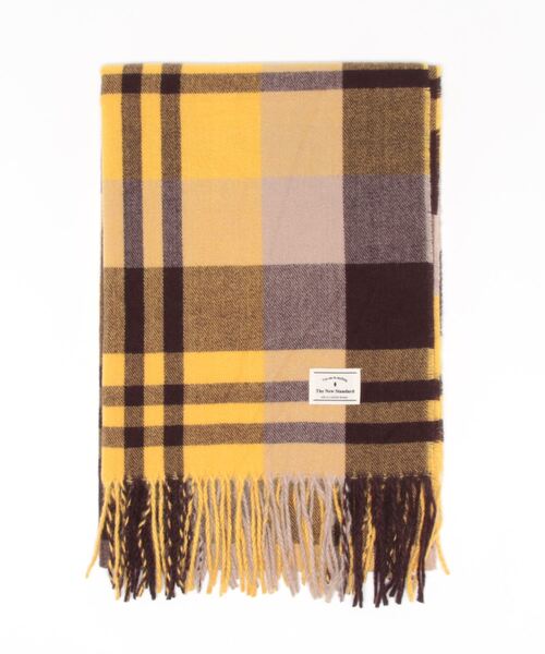 Samansa Mos2 blue（サマンサモスモスブルー）の「チェックストール（ストール/ショール・レディース・グレー/ベージュ/チャコール/マスタード/レッド・ﾌﾘ-）」の4枚目の写真