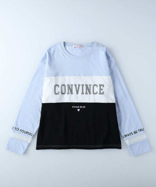 vivianの長袖 カットソー クルーネック 切り替えデザイン vivianの長袖