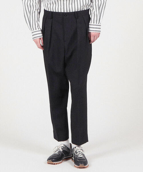 TOMORROWLAND （トゥモローランド）の「ポリエステルツイル 2プリーツパンツ（その他パンツ・メンズ・ブラック/チャコールグレー/ダークブラウン・M/S）」の5枚目の写真