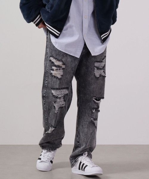 FUNALIVE（ファンアライブ）の「MARENGO ダメージデニムワイドパンツ（デニムパンツ・メンズ・サックスブルー/ブラック/ブルー/ブラック系その他2/ブルー系その他4/ブラック系その他/ブルー系その他3/ブルー系その他/ブルー系その他2・L/LL/M）」の3枚目の写真