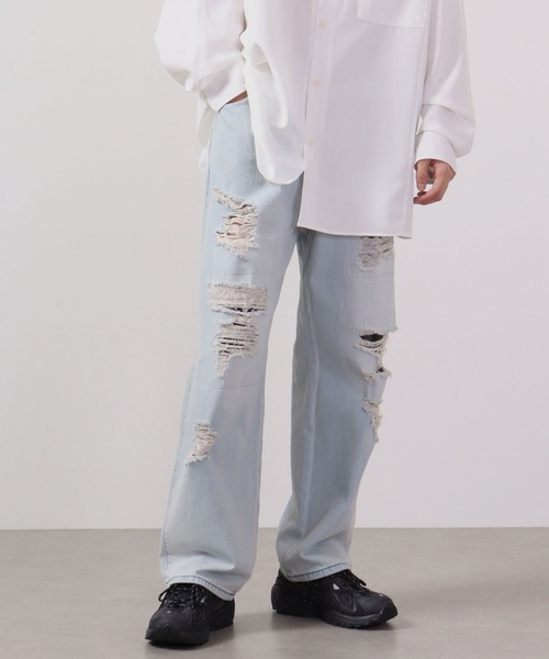 FUNALIVE（ファンアライブ）の「MARENGO ダメージデニムワイドパンツ（デニムパンツ・メンズ・サックスブルー/ブラック/ブルー/ブラック系その他2/ブルー系その他4/ブラック系その他/ブルー系その他3/ブルー系その他/ブルー系その他2・L/LL/M）」の6枚目の写真