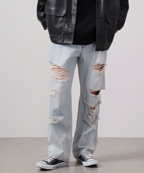 FUNALIVE（ファンアライブ）の「MARENGO ダメージデニムワイドパンツ（デニムパンツ・メンズ・サックスブルー/ブラック/ブルー/ブラック系その他2/ブルー系その他4/ブラック系その他/ブルー系その他3/ブルー系その他/ブルー系その他2・L/LL/M）」の5枚目の写真