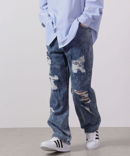 FUNALIVE（ファンアライブ）の「MARENGO ダメージデニムワイドパンツ（デニムパンツ・メンズ・サックスブルー/ブラック/ブルー/ブラック系その他2/ブルー系その他4/ブラック系その他/ブルー系その他3/ブルー系その他/ブルー系その他2・L/LL/M）」の7枚目の写真