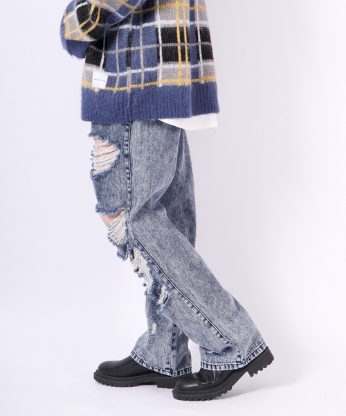 FUNALIVE（ファンアライブ）の「MARENGO ダメージデニムワイドパンツ（デニムパンツ・メンズ・サックスブルー/ブラック/ブルー/ブラック系その他2/ブルー系その他4/ブラック系その他/ブルー系その他3/ブルー系その他/ブルー系その他2・L/LL/M）」の18枚目の写真