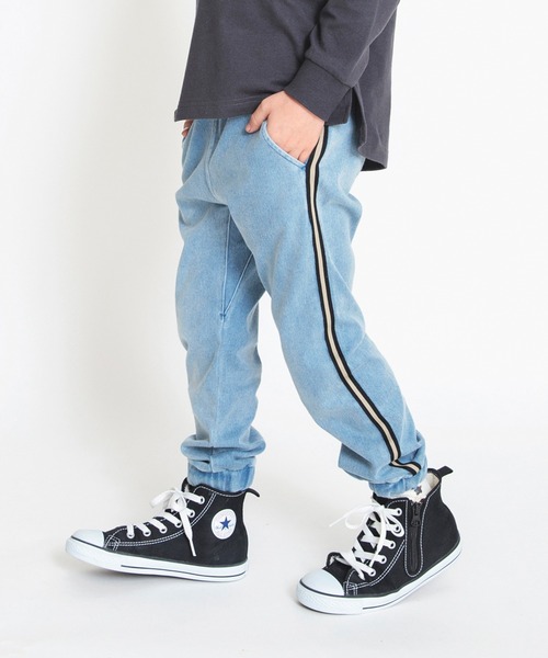 BRANSHES（ブランシェス）の「【サイドライン入り】ジョガーパンツ（スウェットパンツ・キッズ・ブラック/ブルー・150/90/130/160/120/100/110/140）」の2枚目の写真