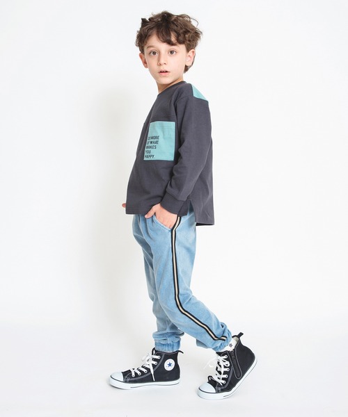 BRANSHES（ブランシェス）の「【サイドライン入り】ジョガーパンツ（スウェットパンツ・キッズ・ブラック/ブルー・150/90/130/160/120/100/110/140）」の3枚目の写真