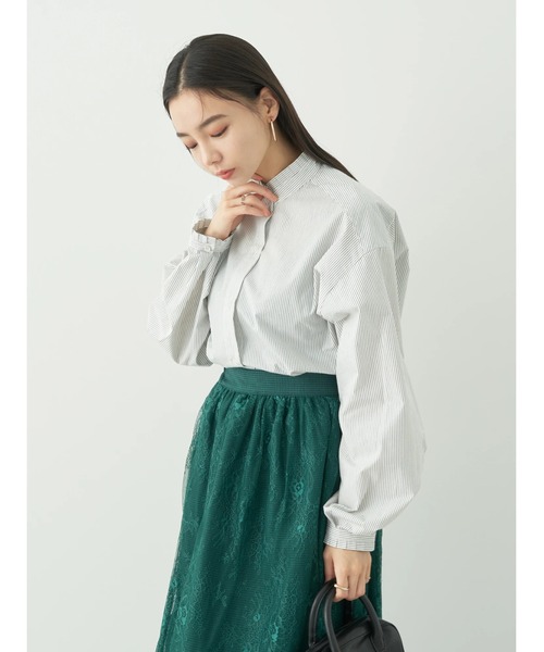 earth music&ecology（アースミュージックアンドエコロジー）の「スタンドフリルブラウス（シャツ/ブラウス・レディース・サックスブルー/オフホワイト/ホワイト系その他5/ブルー系その他7・FREE）」の8枚目の写真