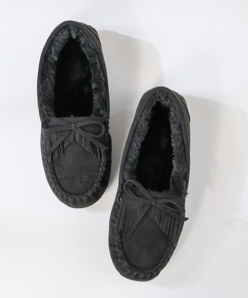 LibertyDoll（リバティードール）の「フラットモカシンレースボアスリッポンシューズ（モカシン/デッキシューズ・レディース・ライトグレー/ダークグレー/キャメル/ブラック/ダークブラウン/ネイビー/ベージュ/グレー系その他/ライトグレー系1/ブラック系1/ダークブラウン系1/その他1・S/LL/L/M）」の2枚目の写真