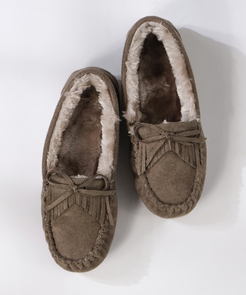 LibertyDoll（リバティードール）の「フラットモカシンレースボアスリッポンシューズ（モカシン/デッキシューズ・レディース・ライトグレー/ダークグレー/キャメル/ブラック/ダークブラウン/ネイビー/ベージュ/グレー系その他/ライトグレー系1/ブラック系1/ダークブラウン系1/その他1・S/LL/L/M）」の6枚目の写真