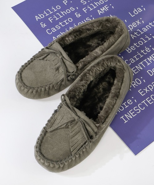 LibertyDoll（リバティードール）の「フラットモカシンレースボアスリッポンシューズ（モカシン/デッキシューズ・レディース・ライトグレー/ダークグレー/キャメル/ブラック/ダークブラウン/ネイビー/ベージュ/グレー系その他/ライトグレー系1/ブラック系1/ダークブラウン系1/その他1・S/LL/L/M）」の5枚目の写真