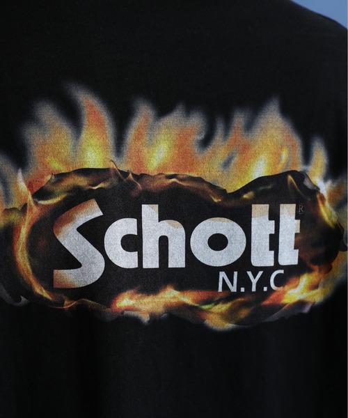schott(ショット)の「Schott/ショット/SS T-SHIRT "FIRE OVAL"/"ファイア オーバル" Tシャツ(Tシャツ/カットソー・メンズ・オフホワイト/レッド/ブラック・M/XL/L/2XL)」の8枚目の写真