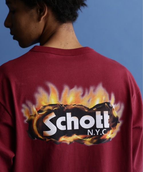 SCHOTT 赤 ワークシャツ　ショット　ハーレー　アメカジ　最終値下げ Schott N.Y.C ◇Schott 3164007 染め加工 スウェット ジップ