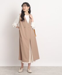 ◆【スタイルUPもおまかせ】ノーカラーロングジレ