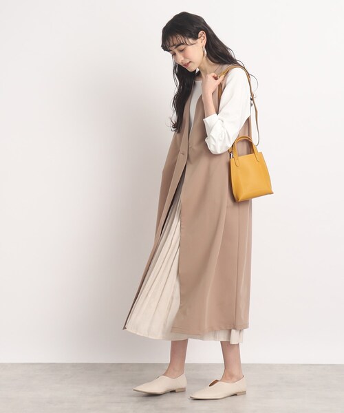 DRESKIP（ドレスキップ）の「◆【スタイルUPもおまかせ】ノーカラーロングジレ（ベスト・レディース・ブラック/ライトベージュ/サンドベージュ・02/03）」の4枚目の写真