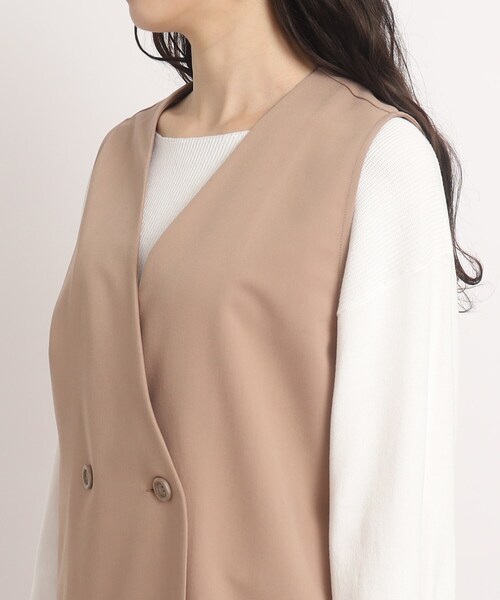DRESKIP（ドレスキップ）の「◆【スタイルUPもおまかせ】ノーカラーロングジレ（ベスト・レディース・ブラック/ライトベージュ/サンドベージュ・02/03）」の9枚目の写真