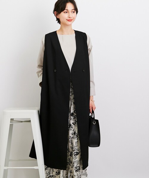 DRESKIP（ドレスキップ）の「◆【スタイルUPもおまかせ】ノーカラーロングジレ（ベスト・レディース・ブラック/ライトベージュ/サンドベージュ・02/03）」の15枚目の写真