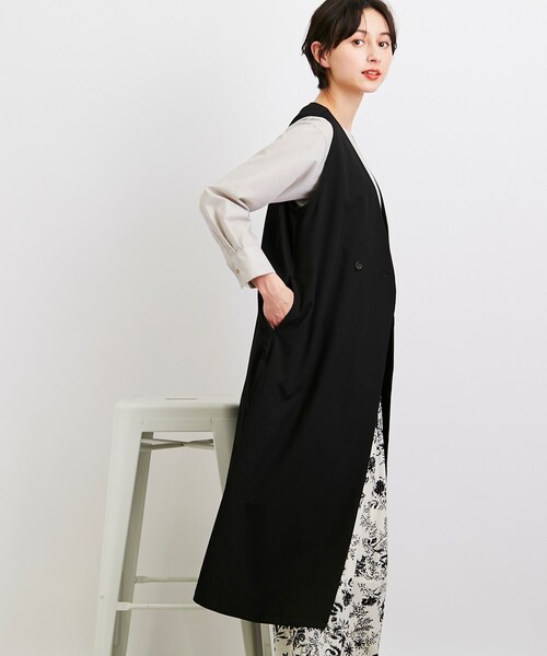 DRESKIP（ドレスキップ）の「◆【スタイルUPもおまかせ】ノーカラーロングジレ（ベスト・レディース・ブラック/ライトベージュ/サンドベージュ・02/03）」の16枚目の写真