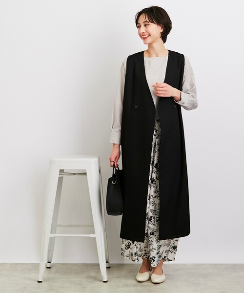 DRESKIP（ドレスキップ）の「◆【スタイルUPもおまかせ】ノーカラーロングジレ（ベスト・レディース・ブラック/ライトベージュ/サンドベージュ・02/03）」の18枚目の写真