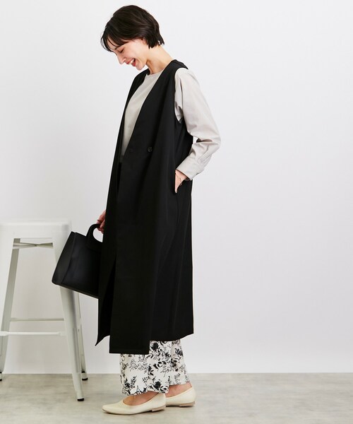 DRESKIP（ドレスキップ）の「◆【スタイルUPもおまかせ】ノーカラーロングジレ（ベスト・レディース・ブラック/ライトベージュ/サンドベージュ・02/03）」の19枚目の写真