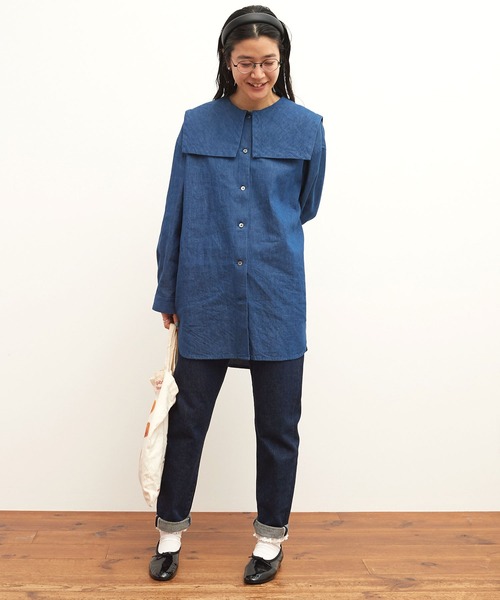 fig Ｌondon（フィグロンドン）の「denim sailor shirt（シャツ/ブラウス・レディース・ブルー・FREE）」の15枚目の写真