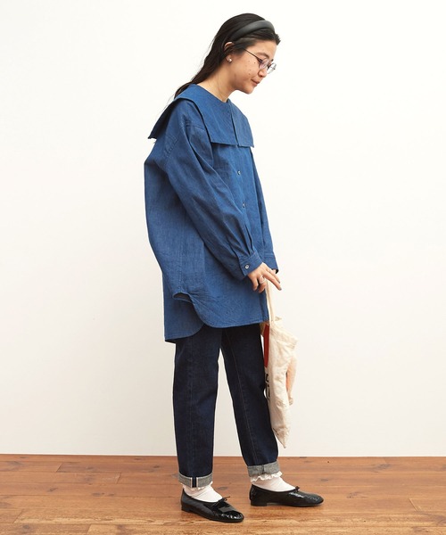 2025人気の fig London（フィグロンドン）の「denim sailor shirt（シャツ トップス