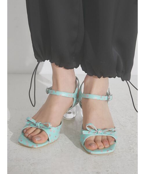 merry jenny（メリージェニー）の「flowerリボンミュール（パンプス・レディース・オフホワイト/ミント・MEDIUM/LARGE）」の3枚目の写真