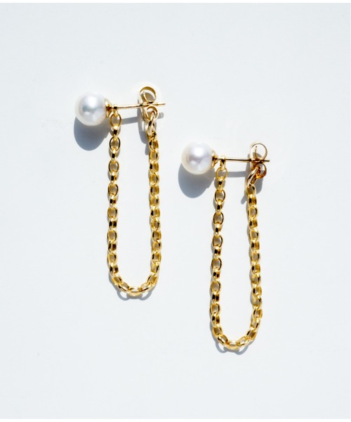 Meach.(ミーチ)の「【Meach.】K14GF/SILVER925 淡水パール×チェーン2wayピアス(2サイズ)(ピアス(両耳用)・レディース・A/B/C/D・FREE)」の4枚目の写真