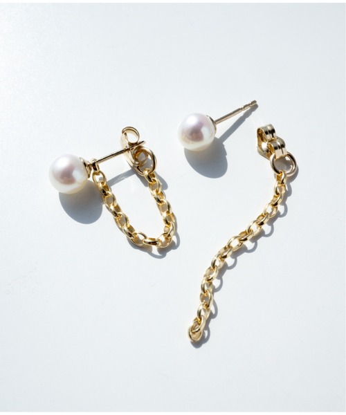 Meach.(ミーチ)の「【Meach.】K14GF/SILVER925 淡水パール×チェーン2wayピアス(2サイズ)(ピアス(両耳用)・レディース・A/B/C/D・FREE)」の5枚目の写真