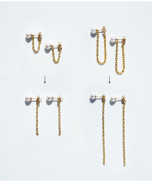 Meach.(ミーチ)の「【Meach.】K14GF/SILVER925 淡水パール×チェーン2wayピアス(2サイズ)(ピアス(両耳用)・レディース・A/B/C/D・FREE)」の9枚目の写真