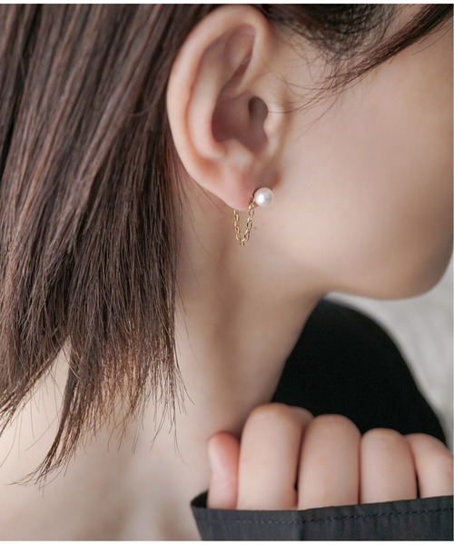 Meach.(ミーチ)の「【Meach.】K14GF/SILVER925 淡水パール×チェーン2wayピアス(2サイズ)(ピアス(両耳用)・レディース・A/B/C/D・FREE)」の11枚目の写真