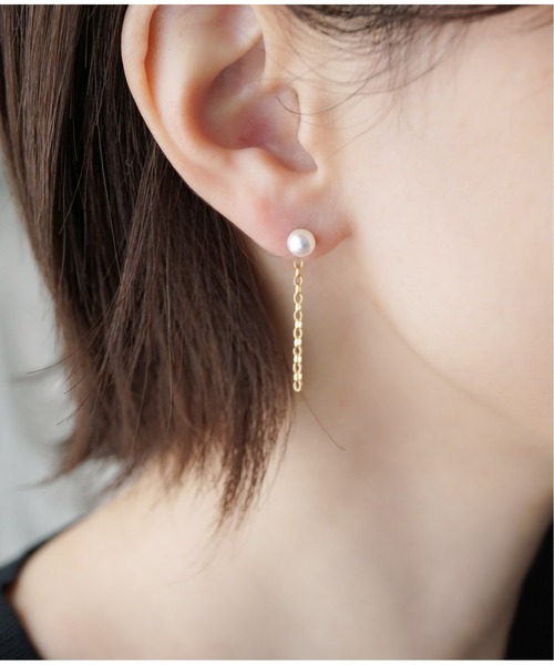 Meach.(ミーチ)の「【Meach.】K14GF/SILVER925 淡水パール×チェーン2wayピアス(2サイズ)(ピアス(両耳用)・レディース・A/B/C/D・FREE)」の16枚目の写真