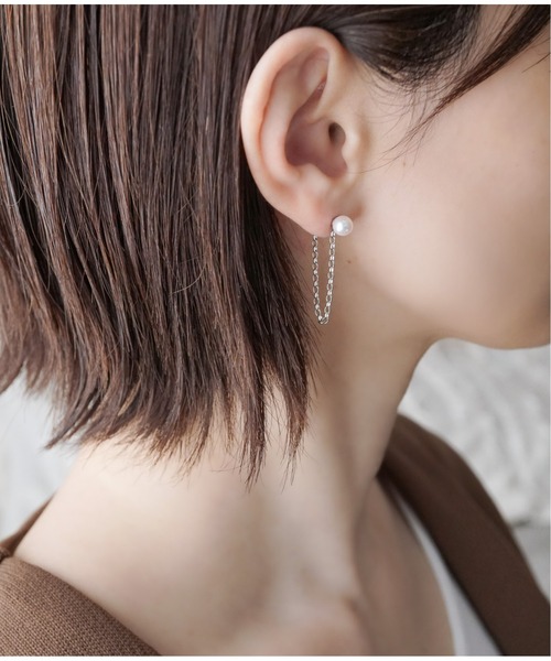 Meach.(ミーチ)の「【Meach.】K14GF/SILVER925 淡水パール×チェーン2wayピアス(2サイズ)(ピアス(両耳用)・レディース・A/B/C/D・FREE)」の14枚目の写真