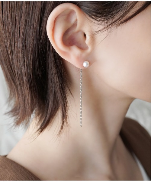 Meach.(ミーチ)の「【Meach.】K14GF/SILVER925 淡水パール×チェーン2wayピアス(2サイズ)(ピアス(両耳用)・レディース・A/B/C/D・FREE)」の8枚目の写真