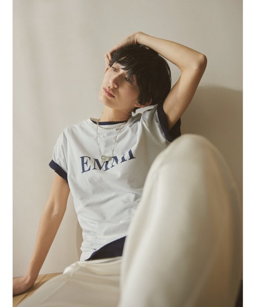 emmi(エミ)の「【emmi atelier】emmiロゴTシャツ(Tシャツ/カットソー・レディース・ベージュ/オリーブ/ネイビー/ホワイト/ピンク・FREE)」の7枚目の写真