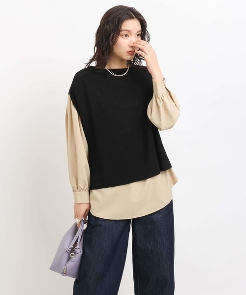 a.v.v(アーヴェヴェ)の「【2SET】ニットベスト/シャツブラウス(シャツ/ブラウス・レディース・ネイビー/アイボリー/ライトブルー/ブラック・38/40/34/36/42)」の7枚目の写真