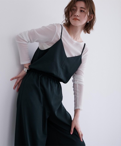 ブラック V字ネック オールインワン M UR'S（ユアーズ）の「Vネックキャミソールオールインワン