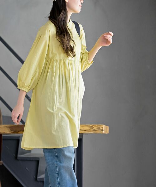 rps(アールピーエス)の「バンドカラー7分袖ヒヨクブラウスチュニック(チュニック・レディース・ブラック/オフホワイト/グリーン/イエロー/ブルー・フリー)」の7枚目の写真