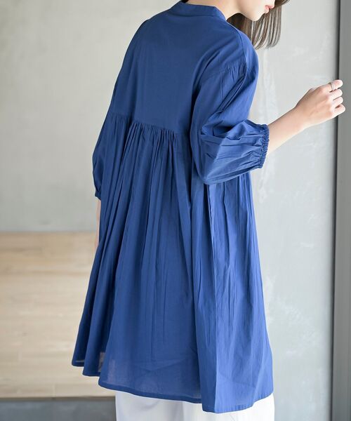 rps(アールピーエス)の「バンドカラー7分袖ヒヨクブラウスチュニック(チュニック・レディース・ブラック/オフホワイト/グリーン/イエロー/ブルー・フリー)」の20枚目の写真