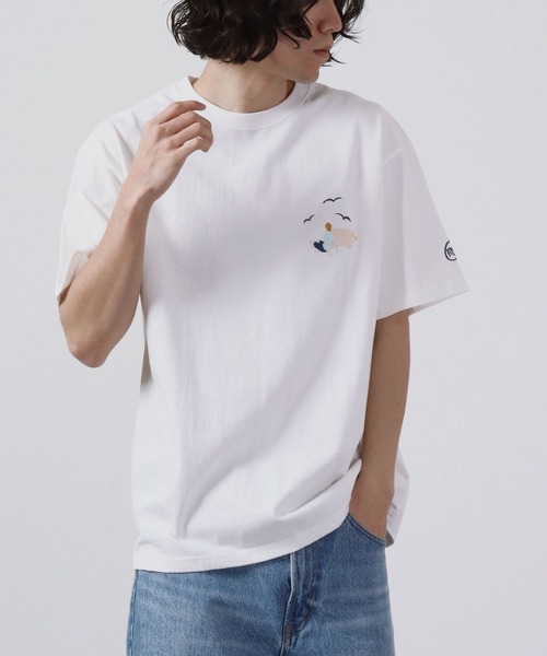 FUNALIVE(ファンアライブ)の「FINCK'S ワンポイント刺繍 オーバーサイズ半袖Tシャツ(Tシャツ/カットソー・メンズ・ホワイト系その他/ラベンダー/サンドベージュ/サックスブルー/ホワイト系その他2/オフホワイト・L/XL/M)」の3枚目の写真