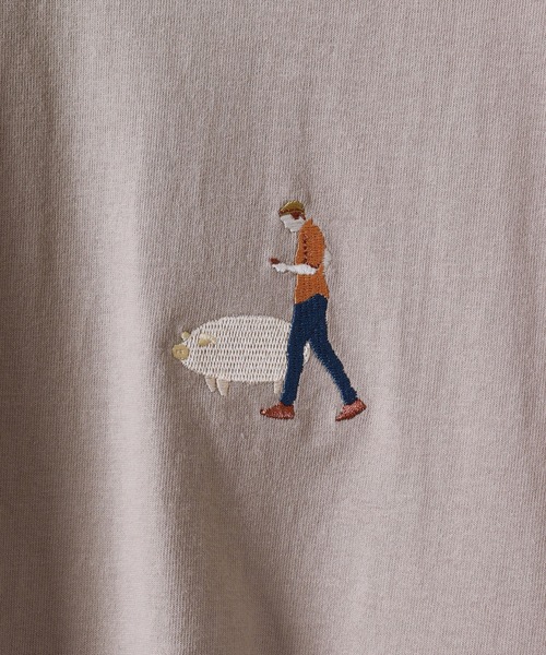 FUNALIVE(ファンアライブ)の「FINCK'S ワンポイント刺繍 オーバーサイズ半袖Tシャツ(Tシャツ/カットソー・メンズ・ホワイト系その他/ラベンダー/サンドベージュ/サックスブルー/ホワイト系その他2/オフホワイト・L/XL/M)」の19枚目の写真