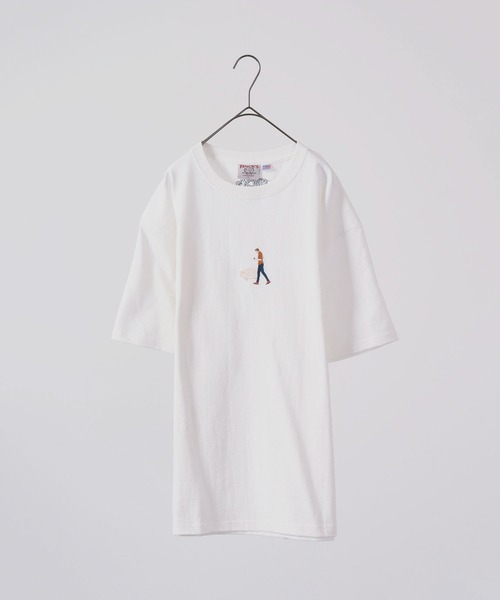 FUNALIVE(ファンアライブ)の「FINCK'S ワンポイント刺繍 オーバーサイズ半袖Tシャツ(Tシャツ/カットソー・メンズ・ホワイト系その他/ラベンダー/サンドベージュ/サックスブルー/ホワイト系その他2/オフホワイト・L/XL/M)」の7枚目の写真